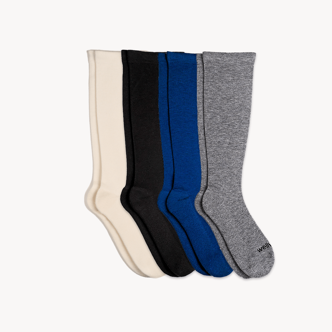 Merino Wool Blend Travel Compression Sock Bundle (4 Pack) - Wellwear Socks